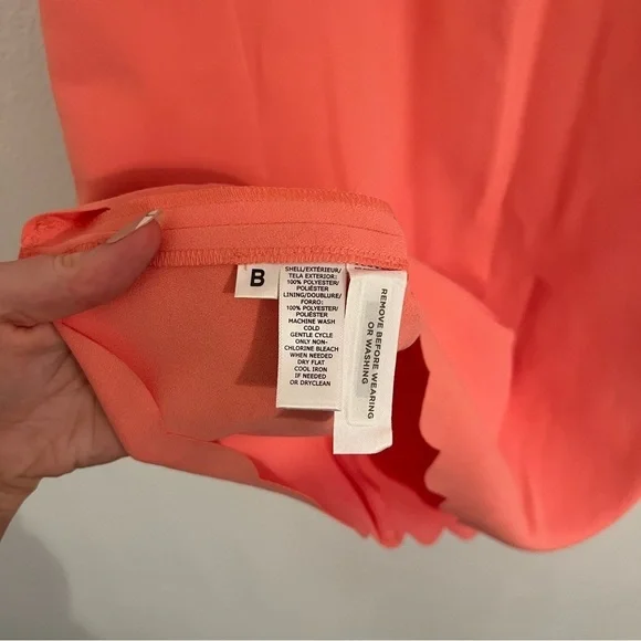 Ann Taylor LOFT Coral Salmon Pink Scallop Layered Sleeveless Womens Dress - Picture 7 of 7